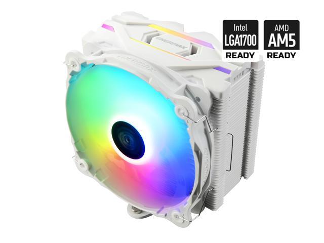 Enermax ETS-F40 ARGB White CPU Air Cooler, 200W+ TDP for Intel/ AMD Universal Socket, AM4 & AM5 / LGA 1700/1200/1151, 4 Direct Contact Heat Pipes.