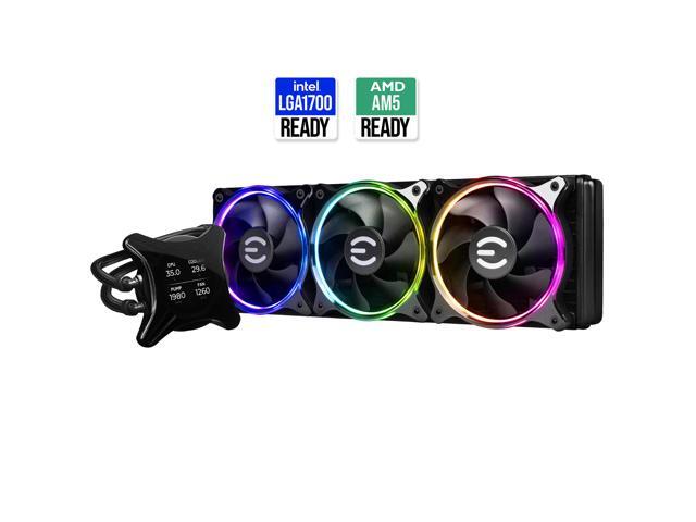 EVGA CLCx 360mm All-In-One LCD CPU Liquid Cooler 3x 120mm PWM ARGB Fans Intel AMD 5 YR Warranty 400-HY-CX36-V1