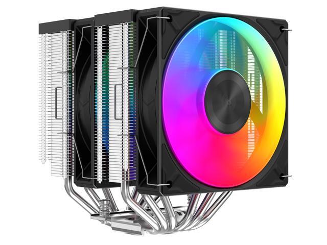 Open Box - SAMA A60L Dual-Tower CPU Air Cooler ARGB Plastic Top Cover 6 Copper Heat Pipes, Dual 120mm ARGB Light Sync with Motherboard PWM Fans,...