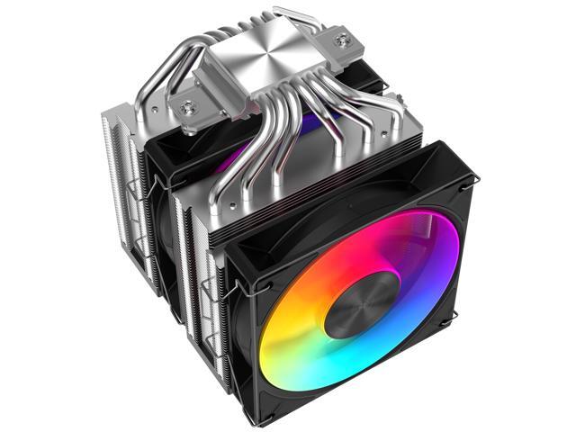 SAMA A60L Dual-Tower CPU Air Cooler ARGB Plastic Top Cover 6 Copper Heat Pipes, Dual 120mm ARGB Light Sync with Motherboard PWM Fans, for AMD...