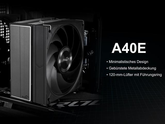 SAMA A40E Single-Tower CPU Air Cooler Aluminum Top Cover 4 Copper Heat Pipes, 120mm PWM Fans, for AMD AM4/AM5, Intel LGA 1700/1150/1151/1200/1851...