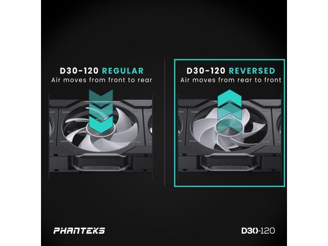 Phanteks D30-120 DRGB PWM FAN 3Pack, Reverse Airflow Model, Premium D-RGB Performance Fans, Halos lighting Effect, ARGB/DRGB lighting, Daisy-chain...