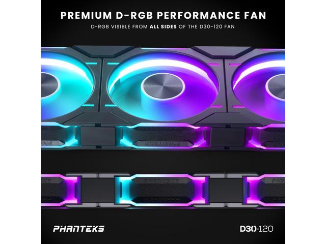 Phanteks D30-120 DRGB PWM FAN 3Pack, Reverse Airflow Model, Premium D-RGB Performance Fans, Halos lighting Effect, ARGB/DRGB lighting, Daisy-chain...