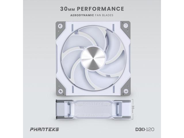 Phanteks D30-120 DRGB PWM FAN, Reverse Airflow Model, Premium D-RGB Performance Fan, ARGB/DRGB lighting, Daisy-chain Fan Linking system, White