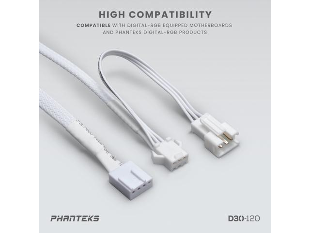 Phanteks D30-120 DRGB PWM FAN, Reverse Airflow Model, Premium D-RGB Performance Fan, ARGB/DRGB lighting, Daisy-chain Fan Linking system, White