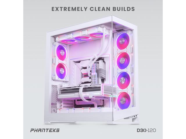 Phanteks D30-120 DRGB PWM FAN, Reverse Airflow Model, Premium D-RGB Performance Fan, ARGB/DRGB lighting, Daisy-chain Fan Linking system, White
