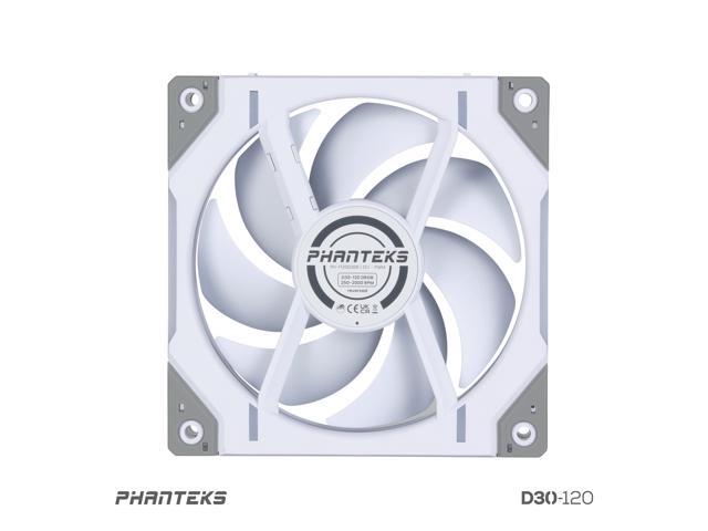 Phanteks D30-120 DRGB PWM FAN, Reverse Airflow Model, Premium D-RGB Performance Fan, ARGB/DRGB lighting, Daisy-chain Fan Linking system, White
