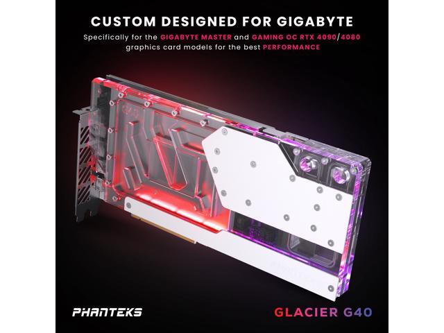 Phanteks Glacier G4090 GIGABYTE for GIGABYTE AORUS MASTER / GAMING RTX 4090, Nickel-Plated copper block, Acrylic, Aluminum Cover plate,...