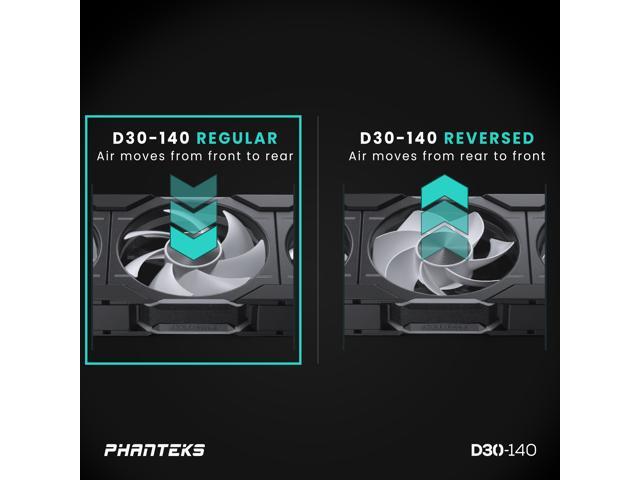 Phanteks D30-140 DRGB PWM FAN 3Pack, Premium D-RGB Performance Fans, ARGB/DRGB lighting, Daisy-chain Fan Linking system, Black, 3Pack