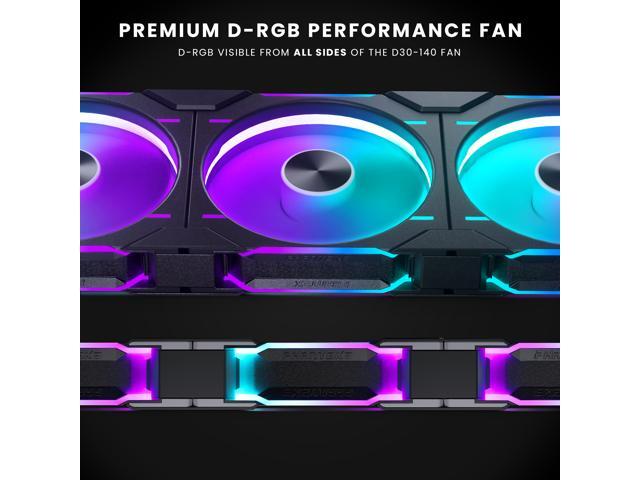 Phanteks D30-140 DRGB PWM FAN 3Pack, Premium D-RGB Performance Fans, ARGB/DRGB lighting, Daisy-chain Fan Linking system, Black, 3Pack