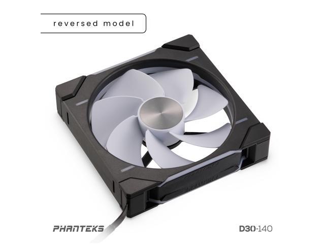 Phanteks D30-140 DRGB PWM Fan, Reverse Airflow Model, Premium D-RGB Performance Fan, ARGB/DRGB lighting, Daisy-chain Fan Linking system, Black