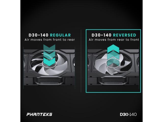 Phanteks D30-140 DRGB PWM FAN 3Pack, Reverse Airflow Model, Premium D-RGB Performance Fans, Halos lighting Effect, ARGB/DRGB lighting, Daisy-chain...