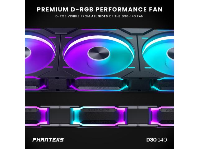 Phanteks D30-140 DRGB PWM FAN 3Pack, Reverse Airflow Model, Premium D-RGB Performance Fans, Halos lighting Effect, ARGB/DRGB lighting, Daisy-chain...