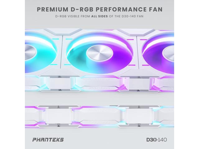 Phanteks D30-140 DRGB PWM FAN 3Pack, Reverse Airflow Model,Premium D-RGB Performance Fans, ARGB/DRGB lighting, Daisy-chain Fan Linking system,...
