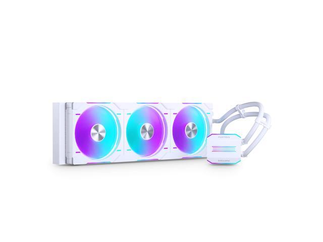 Phanteks White Glacier One 420D30 Premium D/A-RGB AIO Liquid CPU Cooler, D/A-RGB Pump Cap Design, 3x D30 140mm PWM D-RGB Fans, Support Intel Core 14th.