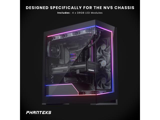 Phanteks NV5 Premium DRGB Kit, 3x D/A-RGB LED modules for NV5 outer frame, 1x D/A-RGB Motherboard cable cover, 1x D/A-RGB Power hub included, Black