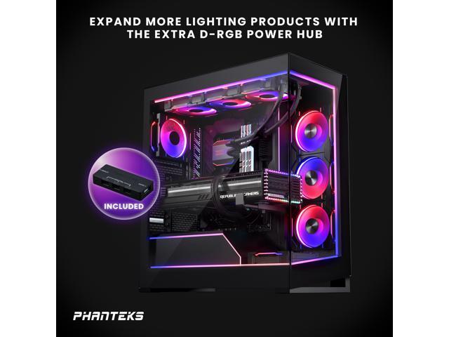 Phanteks NV5 Premium DRGB Kit, 3x D/A-RGB LED modules for NV5 outer frame, 1x D/A-RGB Motherboard cable cover, 1x D/A-RGB Power hub included, Black