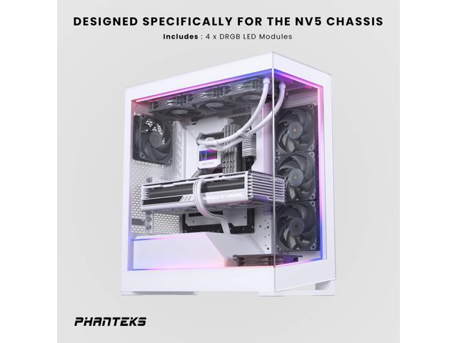 Phanteks NV5 Premium DRGB Kit, 3x D/A-RGB LED modules for NV5 outer frame, 1x D/A-RGB Motherboard cable cover, 1x D/A-RGB Power hub included, White...