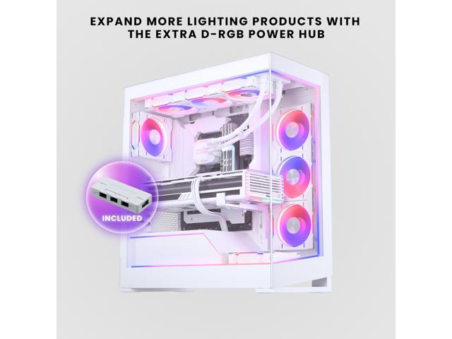 Phanteks NV5 Premium DRGB Kit, 3x D/A-RGB LED modules for NV5 outer frame, 1x D/A-RGB Motherboard cable cover, 1x D/A-RGB Power hub included, White...