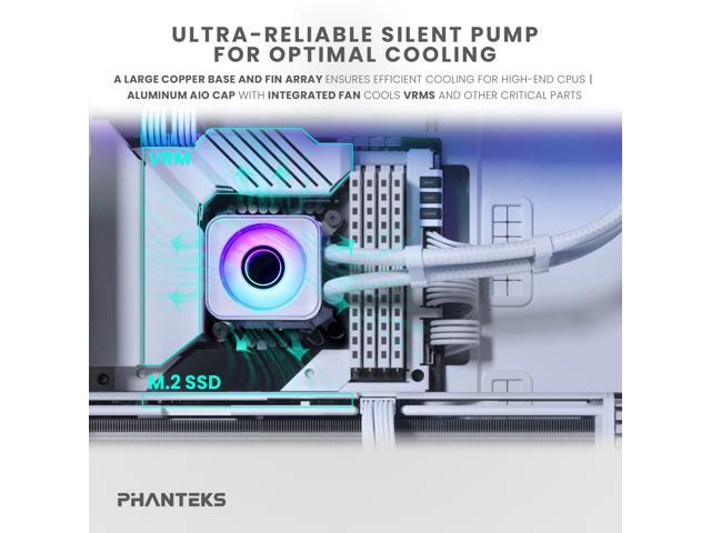 Phanteks Glacier One 420D30 X2 AIO Liquid CPU Cooler, Evolv X2 Aluminum Cap Design, 3x Performance D30-140 D-RGB Fans, for Intel LGA 1851, 1700,...