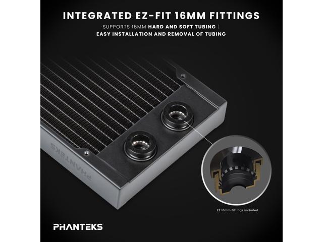 Glacier EZ-Fit 420RAD-30, 420mm-30mm thick Water-Cooling Copper Radiator, Integrated 16mm EZ-Fit fitting, Black