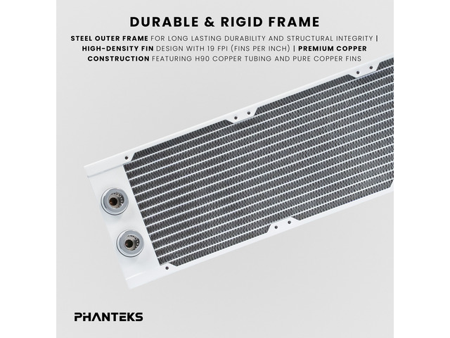 Glacier EZ-Fit 420RAD-30, 420mm-30mm thick Water-Cooling Copper Radiator, Integrated 16mm EZ-Fit fitting, White