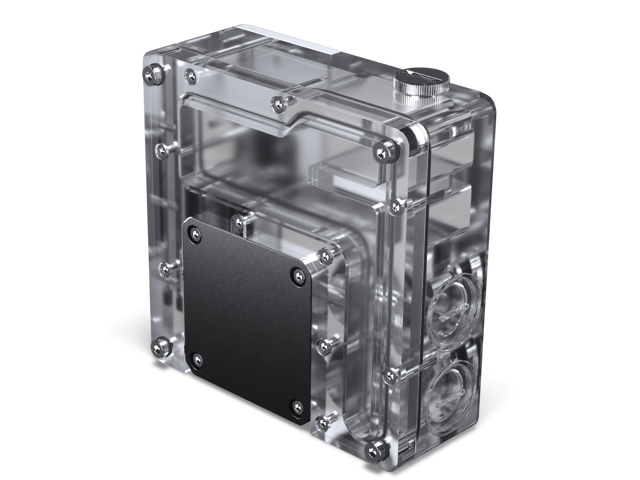 Phanteks Glacier EZ-Fit 120RES-DDC Body, Compact Reservoir for DDC Pump, Integrated EZ-Fit 16mm Fittings, D-RGB, Pump not included, White