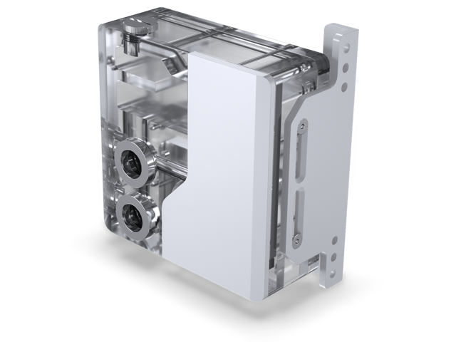 Phanteks Glacier EZ-Fit 120RES-DDC Body, Compact Reservoir for DDC Pump, Integrated EZ-Fit 16mm Fittings, D-RGB, Pump not included, White