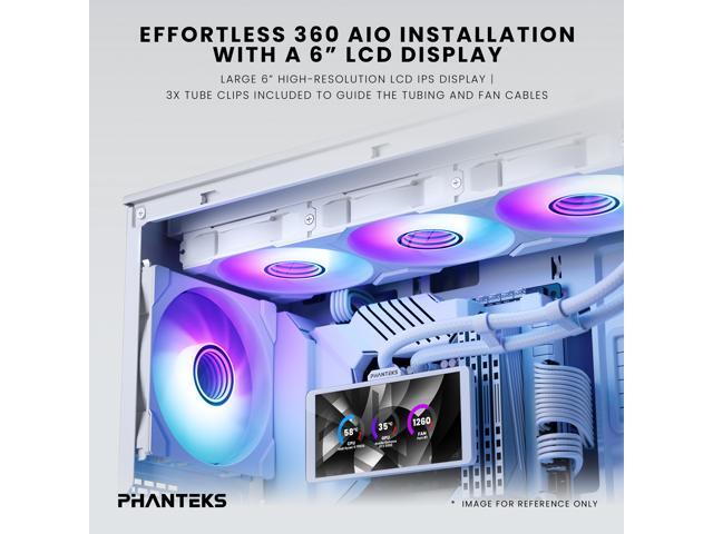 Phanteks Glacier One 360M25-LCD AIO Liquid CPU Cooler, 6' IPS LCD HD Display, 120mm M25 Gen2 D-RGB Fans, High-Performance Copper Cold Plate, Intel...