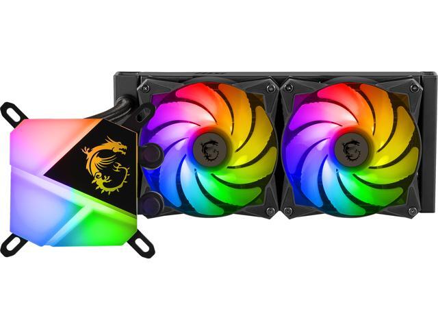 MSI MAG Series CORELIQUID C240 AIO Liquid CPU Cooler, 240mm Radiator, Dual 120mm ARGB PWM Fans, ARGB Lighting Controlled by Software LGA 1700 Ready...