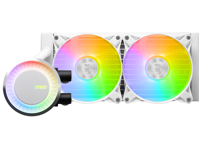 MSI MAG CoreLiquid E240 White - AIO ARGB CPU Liquid Cooler - Rotating Cap Design - 240mm Radiator - Dual 120mm ARGB PWM Fans - Intel LGA 1851/1700...