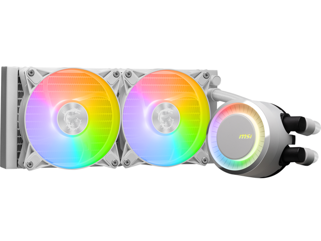 MSI MAG CoreLiquid E240 White - AIO ARGB CPU Liquid Cooler - Rotating Cap Design - 240mm Radiator - Dual 120mm ARGB PWM Fans - Intel LGA 1851/1700...