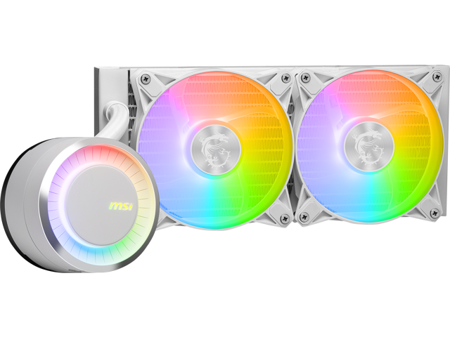 MSI MAG CoreLiquid E240 White - AIO ARGB CPU Liquid Cooler - Rotating Cap Design - 240mm Radiator - Dual 120mm ARGB PWM Fans - Intel LGA 1851/1700...