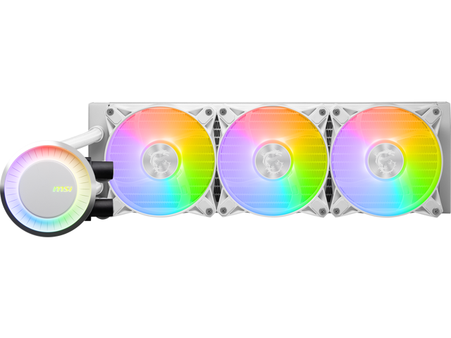 MSI MAG CoreLiquid E360 White - AIO ARGB CPU Liquid Cooler - Rotating Cap Design - 360mm Radiator - Triple 120mm ARGB PWM Fans - LGA 1851,1700...