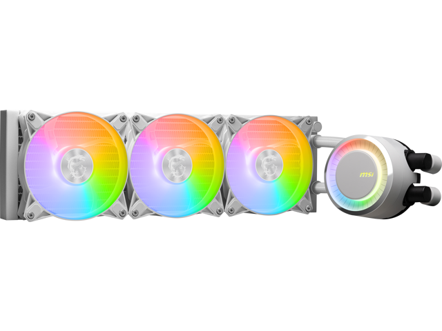 MSI MAG CoreLiquid E360 White - AIO ARGB CPU Liquid Cooler - Rotating Cap Design - 360mm Radiator - Triple 120mm ARGB PWM Fans - LGA 1851,1700...