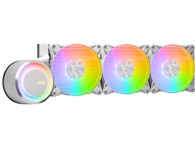 MSI MAG CoreLiquid E360 White - AIO ARGB CPU Liquid Cooler - Rotating Cap Design - 360mm Radiator - Triple 120mm ARGB PWM Fans - LGA 1851,1700...