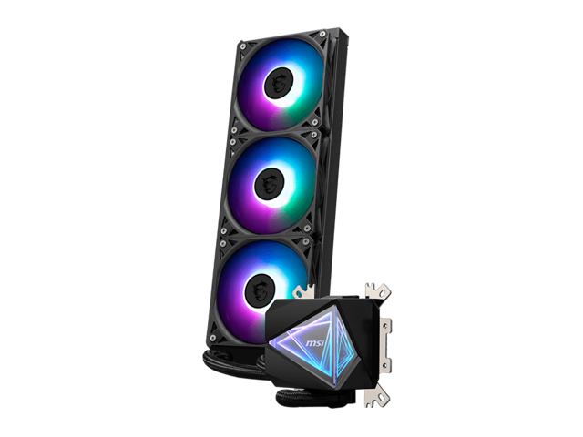 MSI - MAG Core Liquid I360 ARGB Liquid CPU Cooler, 360mm Radiator, Tri 120mm PWN Fans, RGB lighting controled by software - Black - image 4