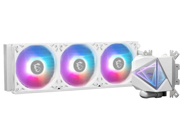 MSI MAG CoreLiquid I360 White - AIO ARGB CPU Liquid Cooler - Infinity Mirror Design - UNI Bracket - 360mm Radiator - Triple 120mm ARGB PWM Fans -...