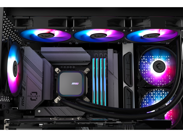 MSI - MAG Core Liquid A13 240 ARGB Liquid CPU Cooler, 240mm Radiator, Dual 120mm PWN Fans, RGB lighting - Black - image 6