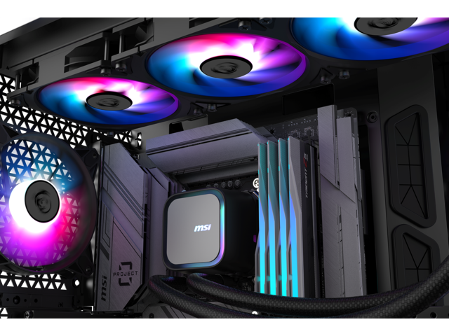 MSI - MAG Core Liquid A13 240 ARGB Liquid CPU Cooler, 240mm Radiator, Dual 120mm PWN Fans, RGB lighting - Black - image 8