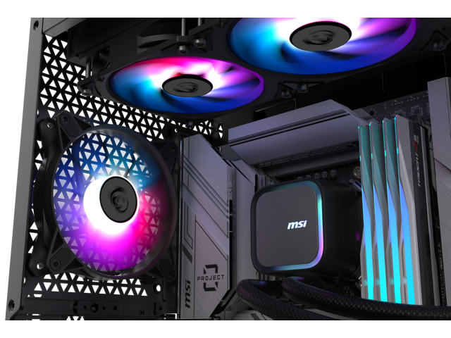 MSI - MAG Core Liquid A13 240 ARGB Liquid CPU Cooler, 240mm Radiator, Dual 120mm PWN Fans, RGB lighting - Black - image 10