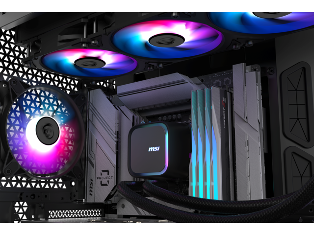 MSI - MAG Core Liquid A13 240 ARGB Liquid CPU Cooler, 240mm Radiator, Dual 120mm PWN Fans, RGB lighting - Black - image 11