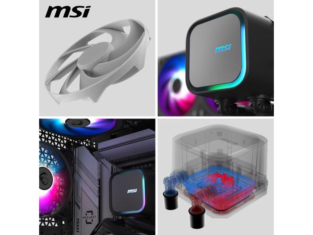 MSI - MAG Core Liquid A13 240 ARGB Liquid CPU Cooler, 240mm Radiator, Dual 120mm PWN Fans, RGB lighting - Black - image 12