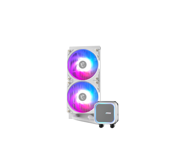 MSI MAG Coreliquid A13 240 White - AIO ARGB Liquid Cooling - 240mm Radiator - Dual 120mm ARGB PWM Fans - EZ Connect - LGA 1700/1851/AM5/AM4 Compatible