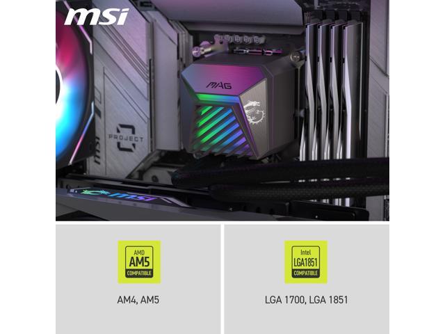 MSI - MAG Core Liquid A15 360 ARGB Liquid CPU Cooler, 360mm Radiator, Tri 120mm PWN Fans, RGB lighting - Black - image 8