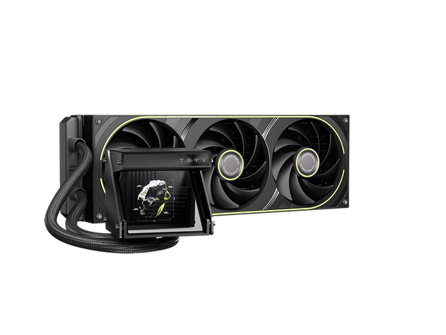 TRYX Holo 360mm AIO Holographic Visual GIPHY Built-in Asetek 280w TDP 7th Gen V2, FOBR Unibody Fan, Adjustable Water Block, Embedded Al Interface,...