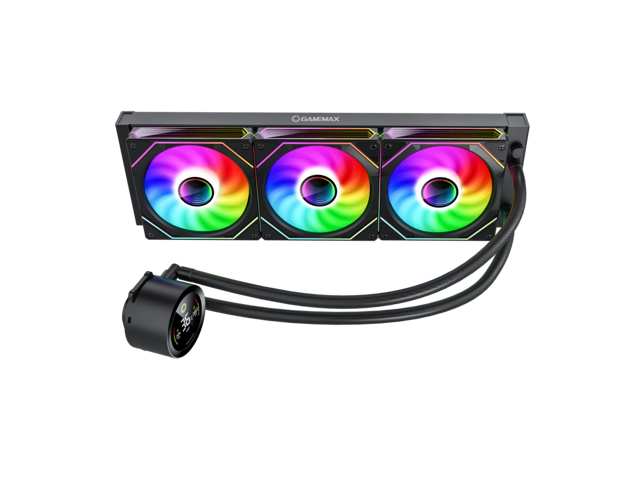 GAMEMAX IceBurg 360 Digital BK, Liquid CPU Cooler 360mm Addressable ARGB Pump Fans 290W TDP AIO Water Cooler