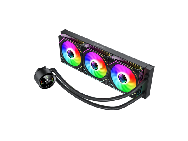 GAMEMAX IceBurg 360 Digital BK, Liquid CPU Cooler 360mm Addressable ARGB Pump Fans 290W TDP AIO Water Cooler