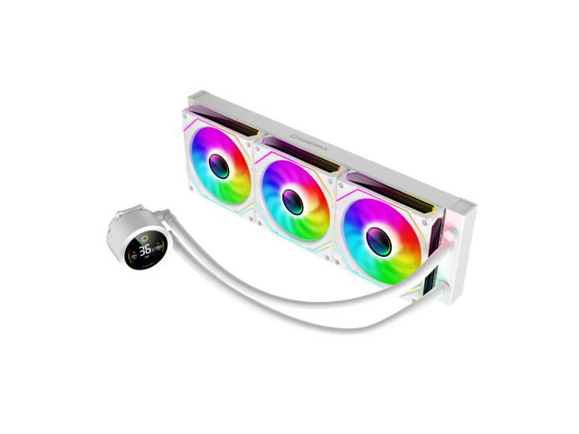 GAMEMAX 360 Digital WH, Liquid CPU Cooler 360mm Addressable ARGB Pump Fans 290W TDP AIO Water Cooler