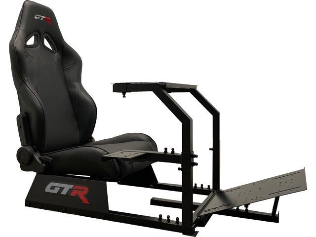 GTR Simulators GTA Model Simulator Frame & Adjustable Racing Seat, Majestic Black Frame, Majestic Black Seat